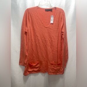 NY&C Coral V-Neck Lightweight Sweater Women’s Large New With Tags